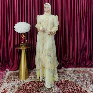 DAZFA Gamis Muslim Wanita Lepas Pasang Outer Organza
