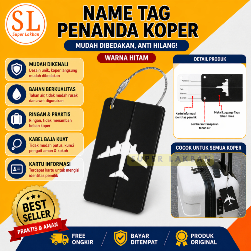 GANTUNGAN Anti-Lost Copper Airwheel Nametag Marker กระเป๋าเดินทางแขวนวัสดุอลูมิเนียมระดับพรีเมียม