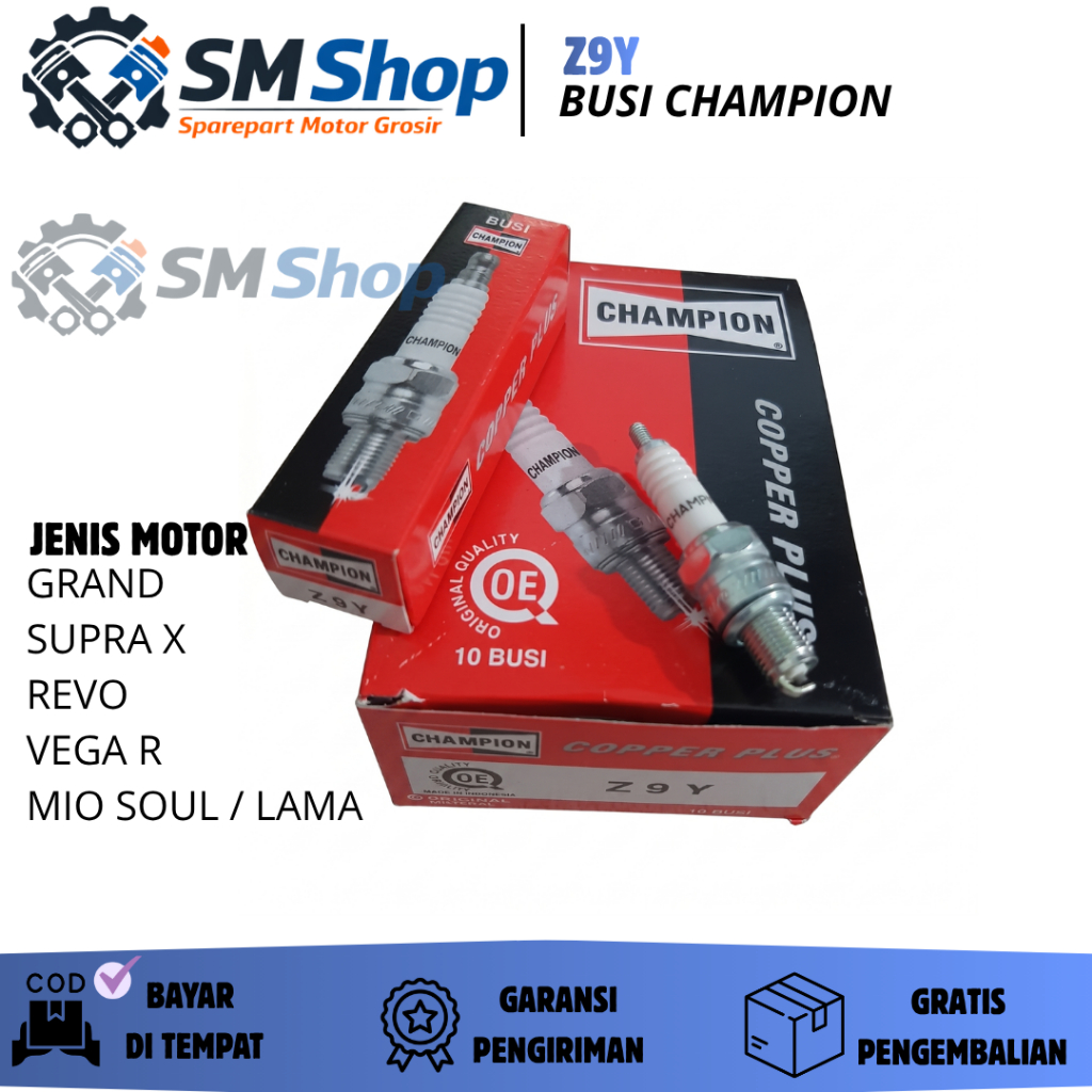 Z9Y 10 ชิ้น CHAMPION GRAND / SUPRA / MIO / JUPITER SPARK PLUG สําหรับรถจักรยานยนต์อัตโนมัติ