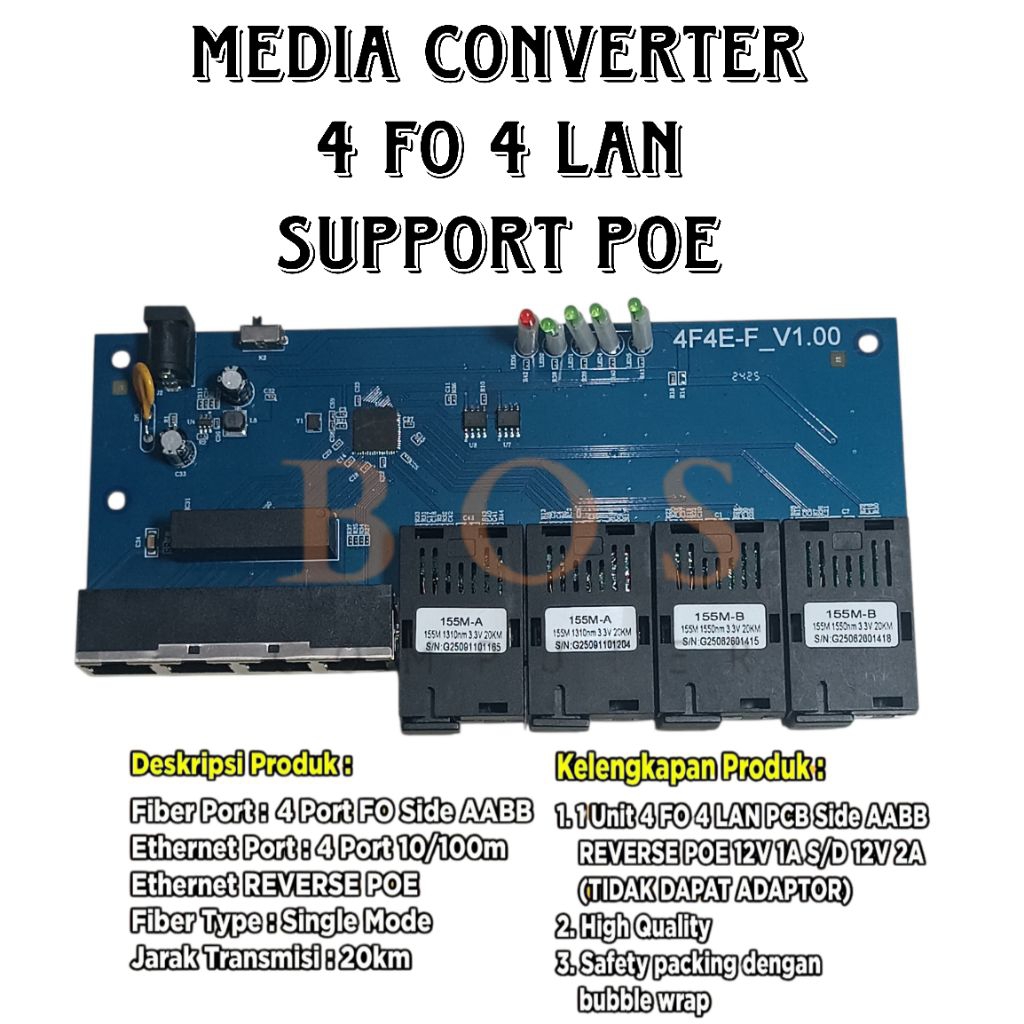 MEDIA CONVERTER 4 FO 4 LAN BOARD เท่านั้น / 4 PORT FIBER OPTIC 4 PORT LAN 4F4E