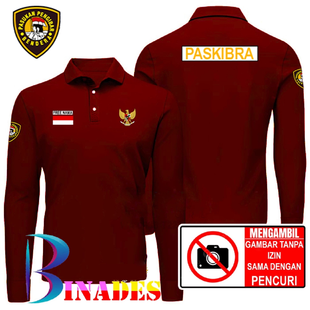 ขายเสื้อยืดคอปกโปโล เสื้อยืดคอปก PASKIBRA ฟรี NAME, การพิมพ์สกรีน DIgital DTF, BINADES