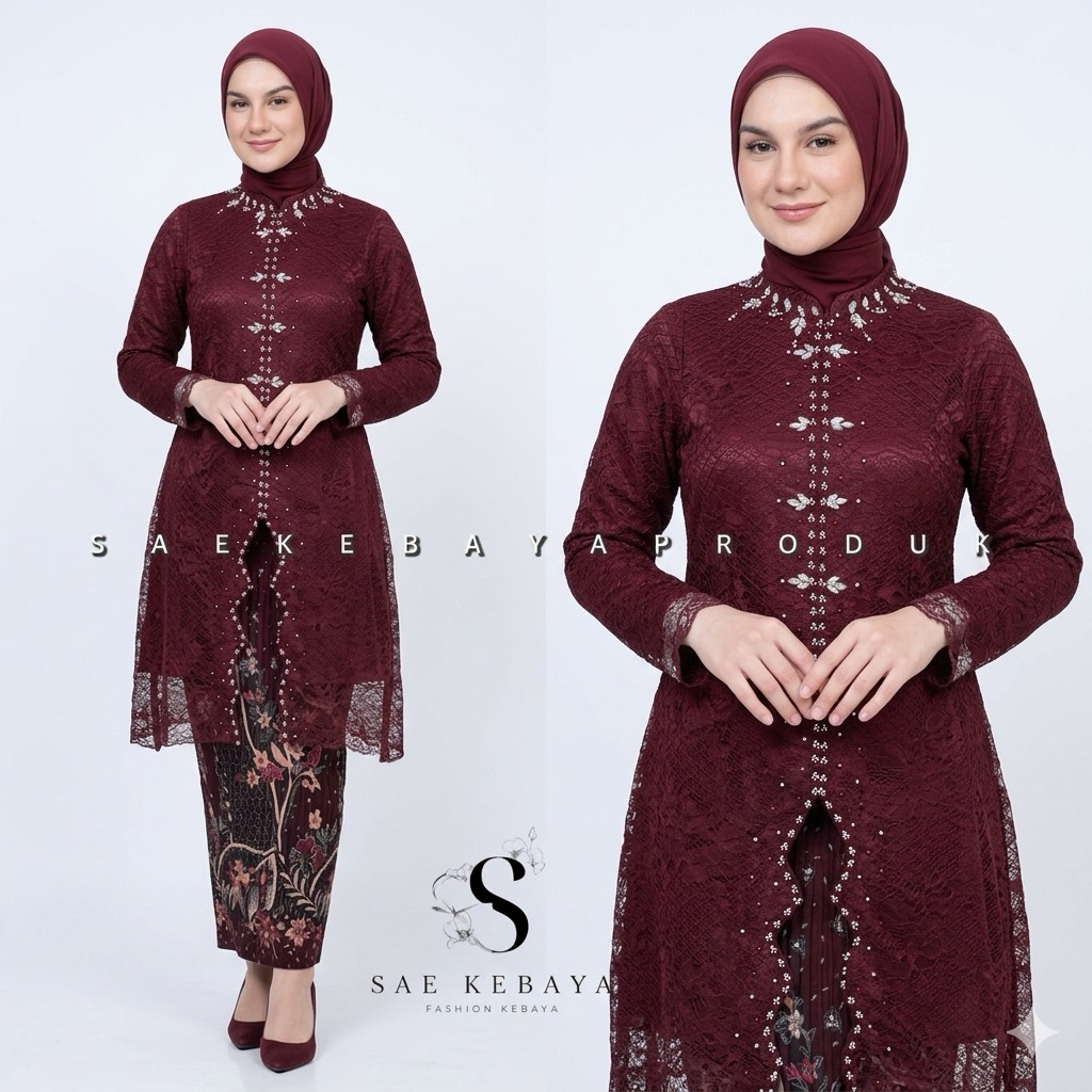 Modern Zigzag Sequin Kebaya Set - Modern Bocade Kebaya - Modern Sequin Kebaya - Modern Party Kebaya 