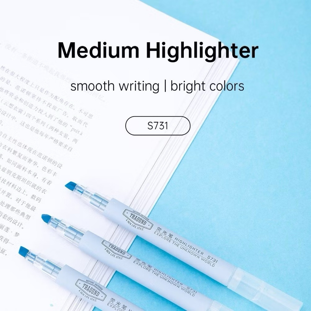DELI HIGHLIGHTER CANDY COLOR DELI S731 ปากกาเน้นข้อความ (สีน้ําเงิน) ปลายสิ่ว 13.5mm STABILO