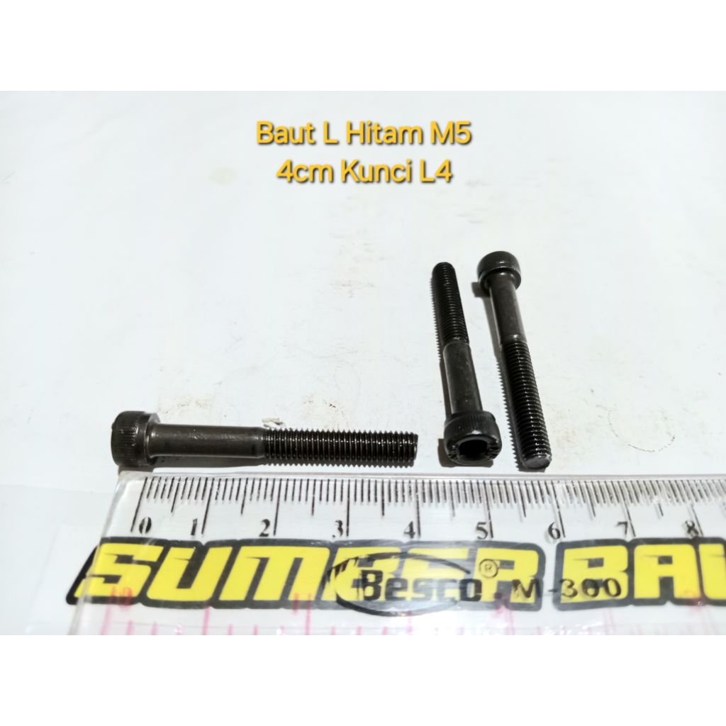 กุญแจ L Bolt m5 4cm L4 สีดํา / เหล็ก