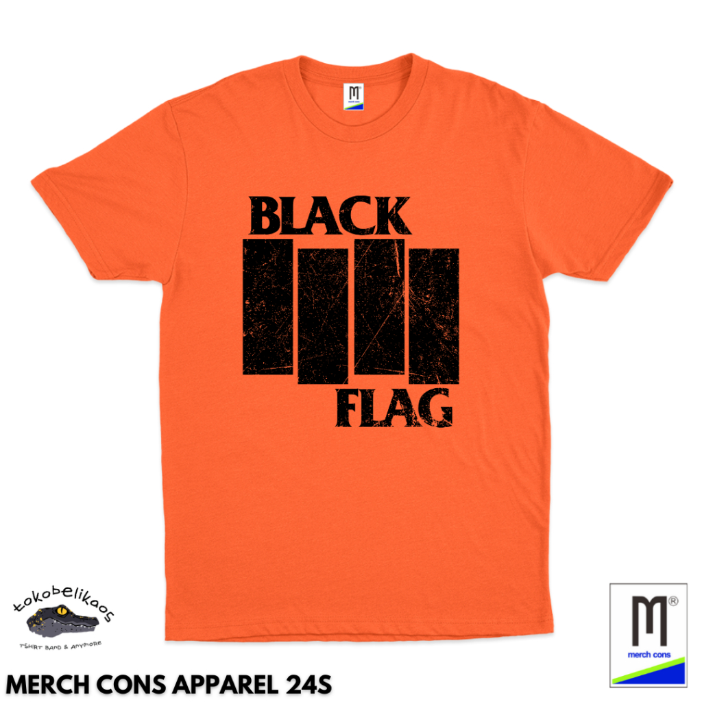 O93 & P94 | เสื้อยืดสีดํา FLAG BAND TAG MERCHCONS APPAREL COTTON 24S