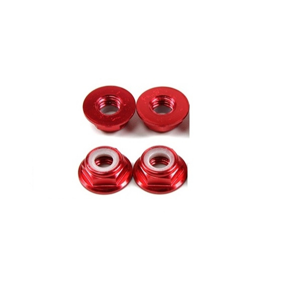 Red M5 Low Profile Hex Flange Anodized Aluminium Nylon Insert CW