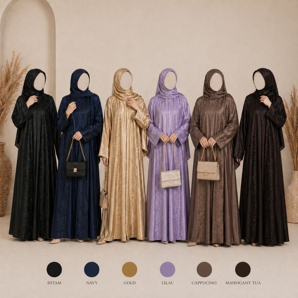 MATA BINDAWOOD VEST SET PASMINA ARABIAN SILK MATERIAL COMBINATION BLINK EYES ALKHATIB COLLECTION ADU