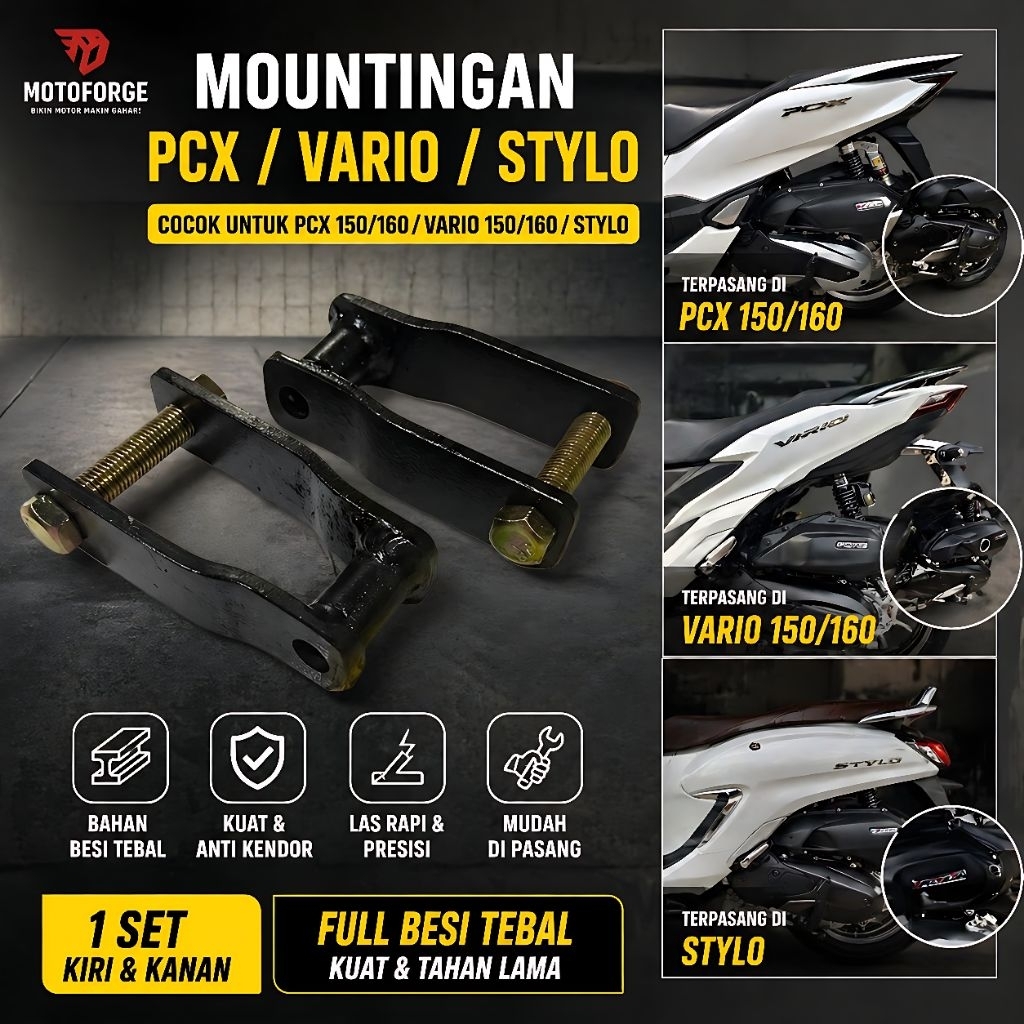 ติดตั้ง matic PCX 150, PCX 160, Vario 150, Vario, 160 วัสดุด้าน, เหล็กหนาเต็ม