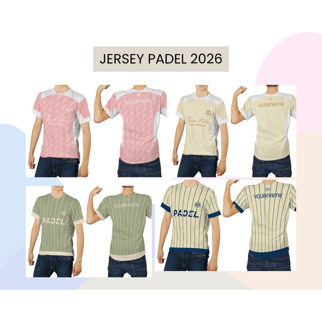 GAMEPLANE - เสื้อเจอร์ซีย์เสื้อยืดสําหรับผู้ใหญ่สําหรับผู้ชาย PADEL PASTEL 2026 ART 1-4 การพิมพ์เต็ม