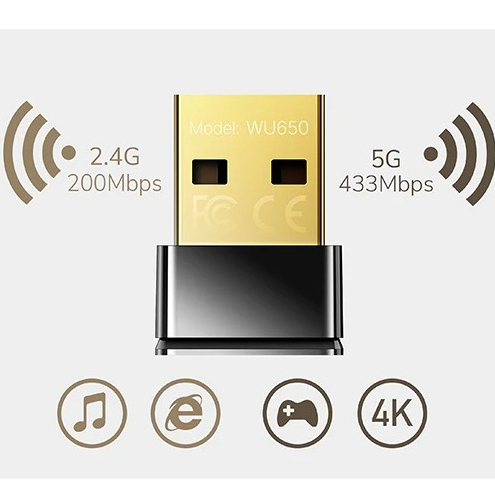 CUDY AC650 Wi-Fi Nano USB Adapter ไร้สาย Dual Band WU650 2.1