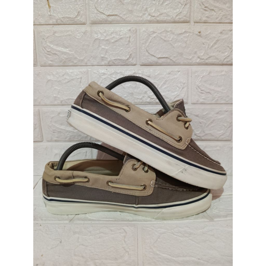 Sperry Top Sider Bahama 2 Oyster Khaki รองเท้าผ้าใบ ไซส์ - 42