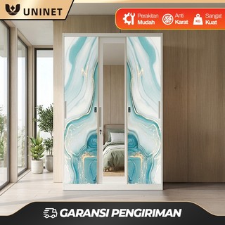Garansi UNINET Lemari Baju Besi Pakaian 2 Pintu Sliding | Lemari Baju Baja Anti Rayap