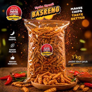 Snack Nyomil Basreng Pedas Daun Jeruk 1kg / Basreng Stik Gurih, Renyah, Tanpa Pengawet Dengan Rasa Khas