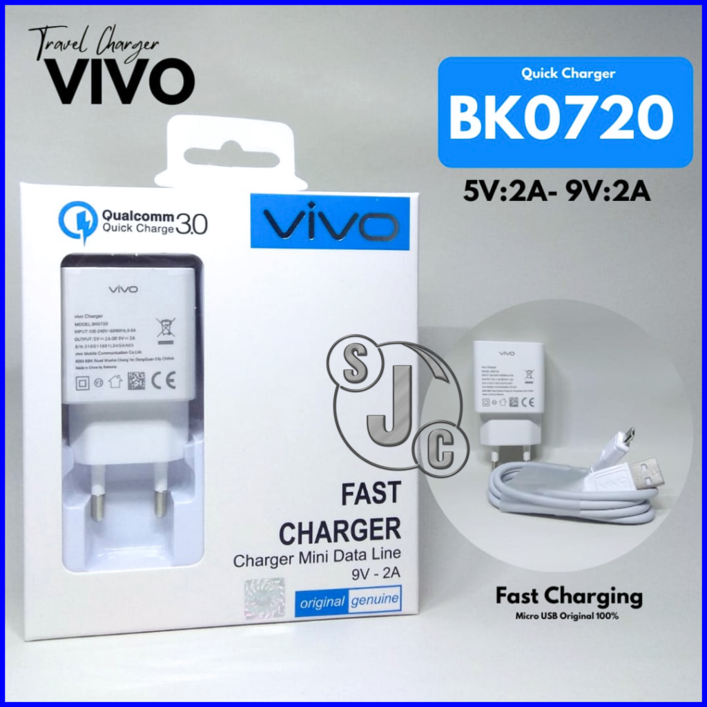 เครื่องชาร์จ Vivo ของแท้ 100% ชาร์จเร็ว Micro USB / เครื่องชาร์จ Vivo Micro USB 9V 2A ดั้งเดิม