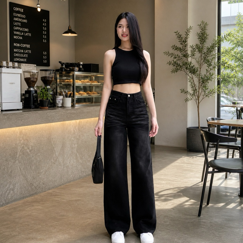 กางเกงยีนส์ SKENA Highwaist Loose Buggy สําหรับผู้หญิง