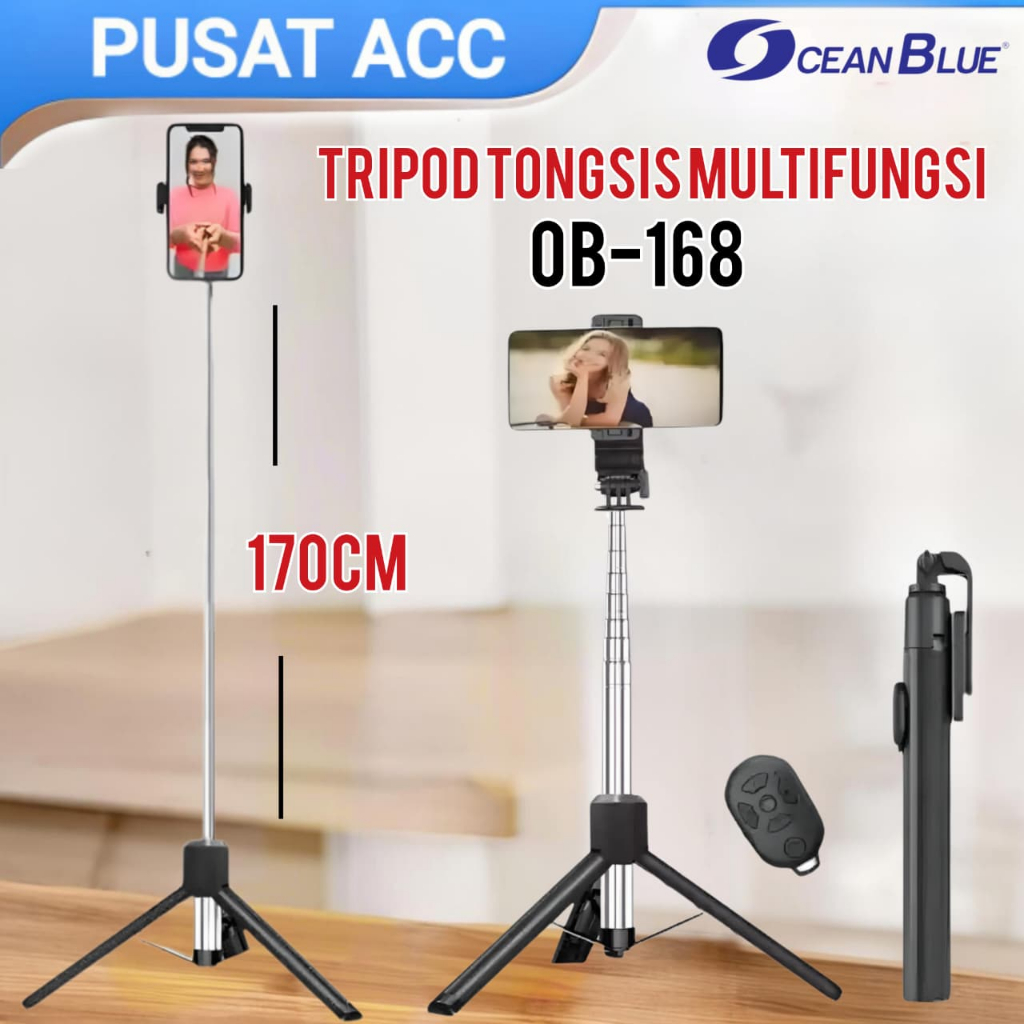 Tongsis ขาตั้งกล้อง OB168 170 ซม. OCEANBLUE เนื้อหาระยะไกล Creator Selfie Stick Holder Hp