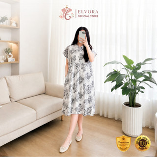 Daster Wanita Elvora Rayon Premium Busui Friendly Resleting Depan Adem Nyaman Kekinian Bahan Lembut
