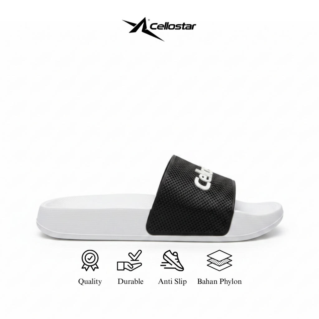 CelloStar Sandal Slip On Rubber Phylon Unisex Lunaris White Black