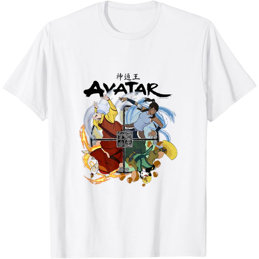 Avatar Legend of Korra Aang Roku Kyoshi Elements เสื้อยืดดัดสําหรับเด็ก