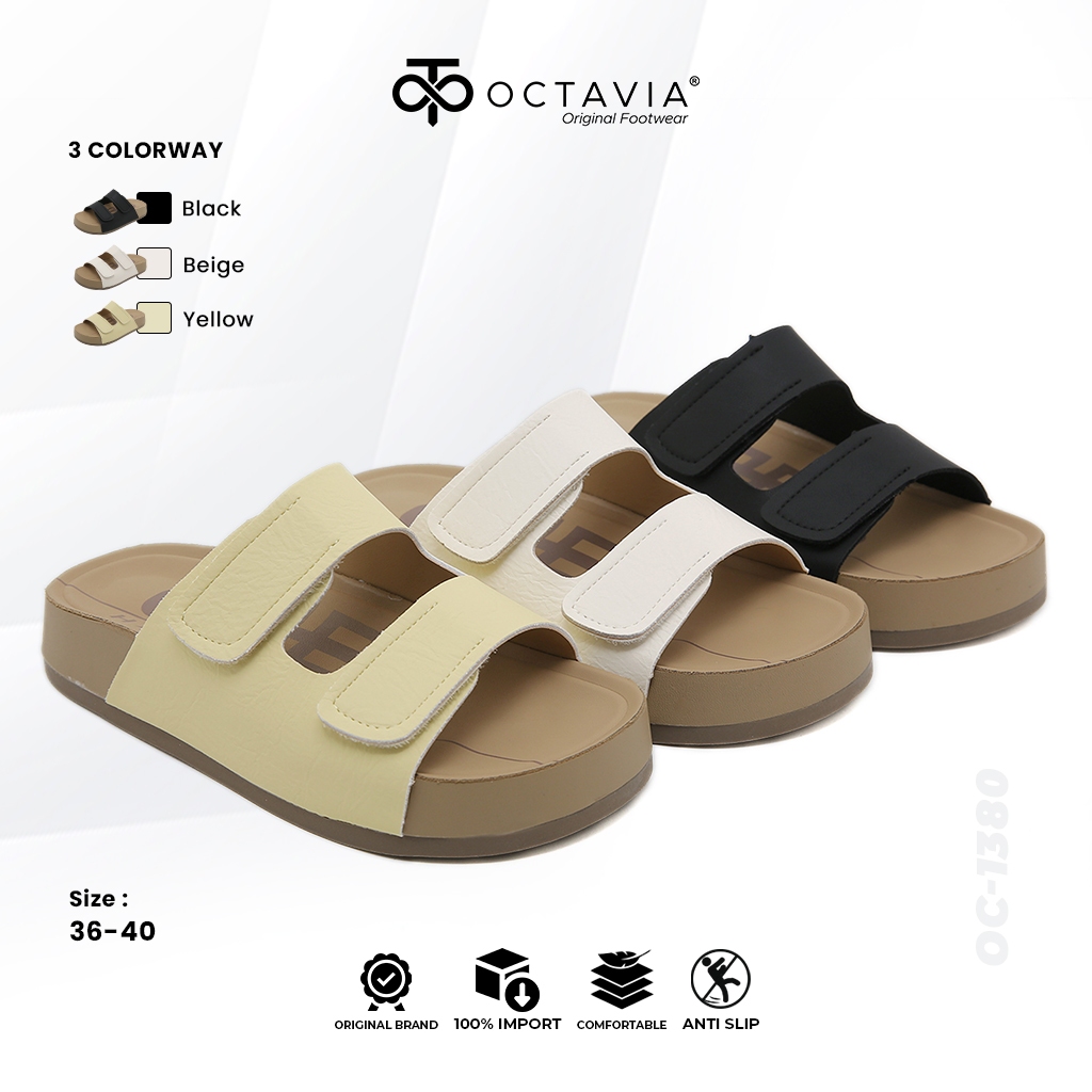 OCTAVIA รองเท้าแตะแพลตฟอร์ม Double Strap สําหรับผู้หญิงนําเข้าจากเกาหลี OC-1380
