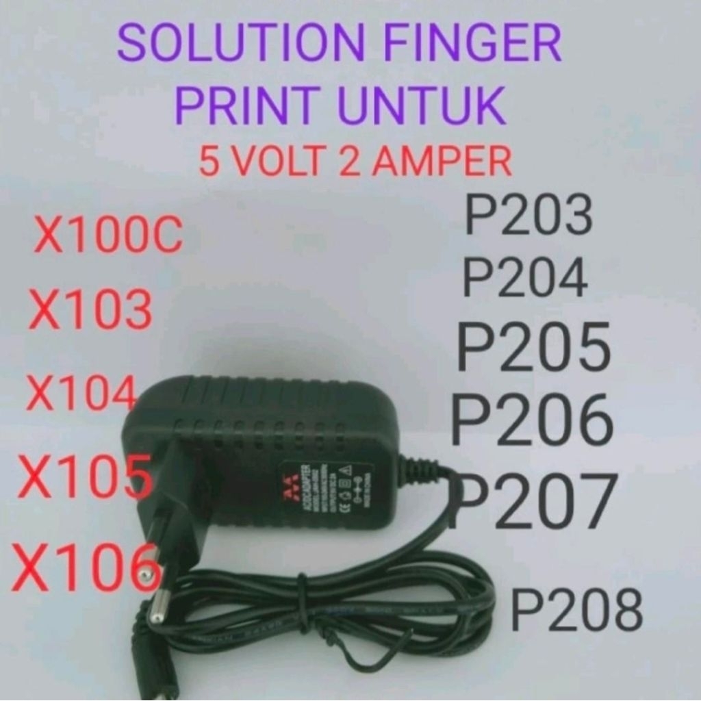 MESIN FINGERPRINT SOLUTION P207 P208 5V 2A ABSENCE MACHINE ADAPTER พร้อมการรับประกัน