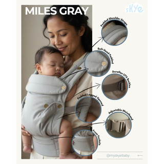 SKYE Baby Carrier | Gendongan Bayi M Shape | Newborn 0 - 36 Bulan | Grey Polos