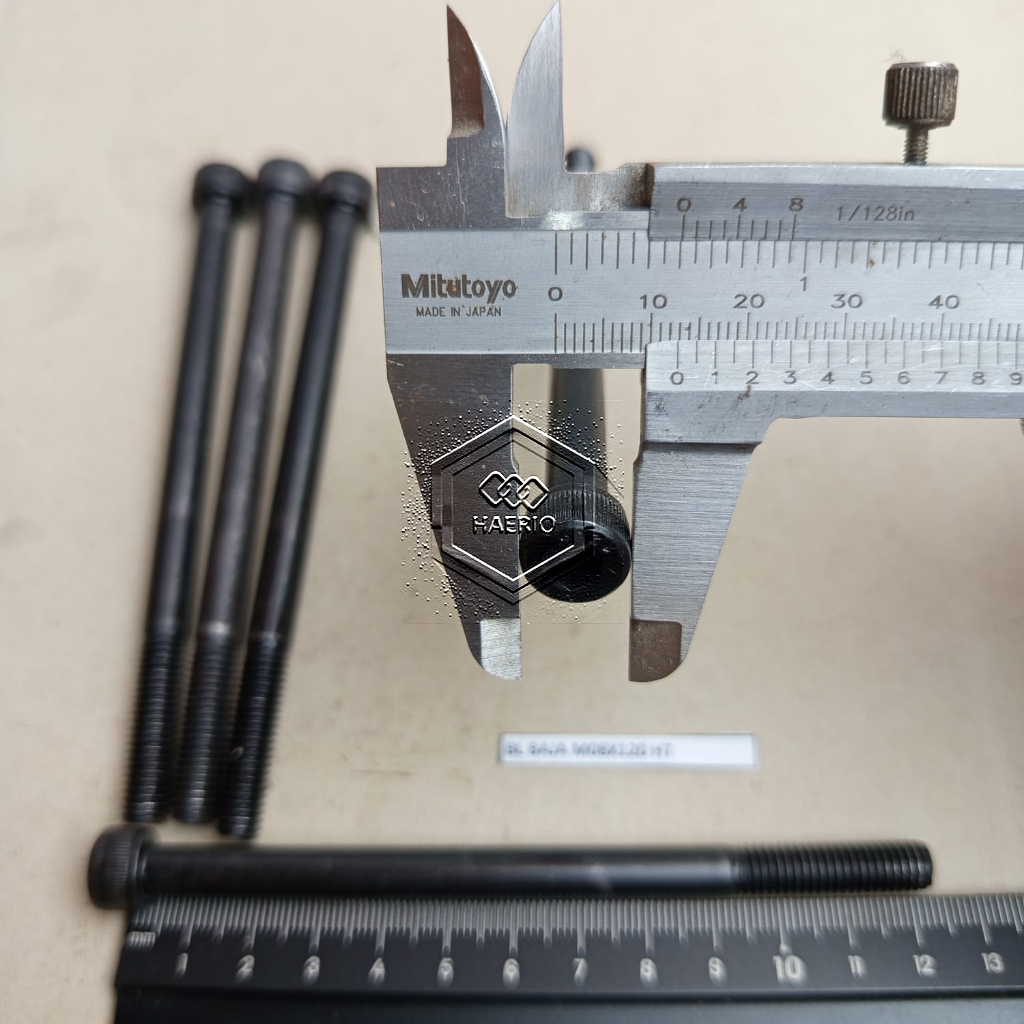 BOLT L M8X120 (12CM) BOLT STEEL THREAD 12 L STEEL M8 X 120 GRADE 12.9 / BOLT L STEEL M8 LENGTH 12 CM