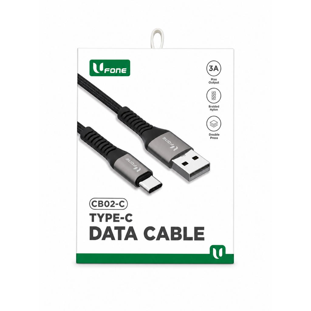 Ufone USB Type C Data/Charger Cable (CB02-C)/USB Micro (CB02-M) Braided Nylon