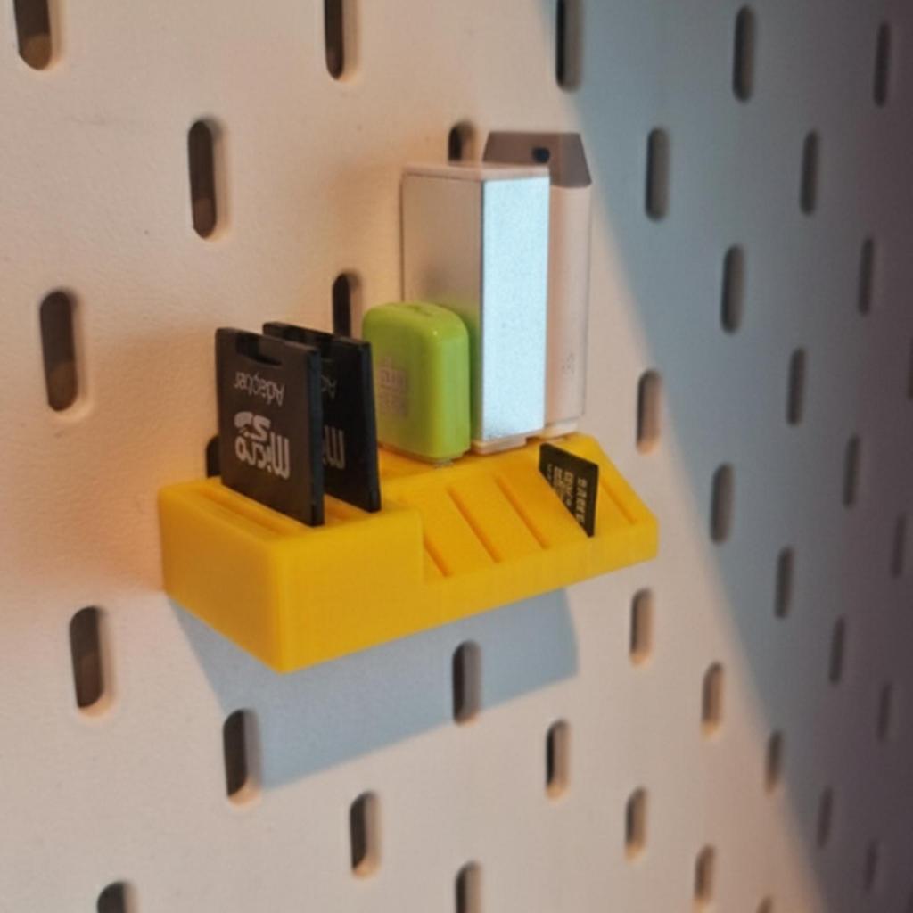 ที่ยึด USB Pegboard และการ์ด SD, ที่ใส่การ์ด Micro SD พิมพ์ 3D - การ์ด USB SD และตัวยึด Micro SD Peg