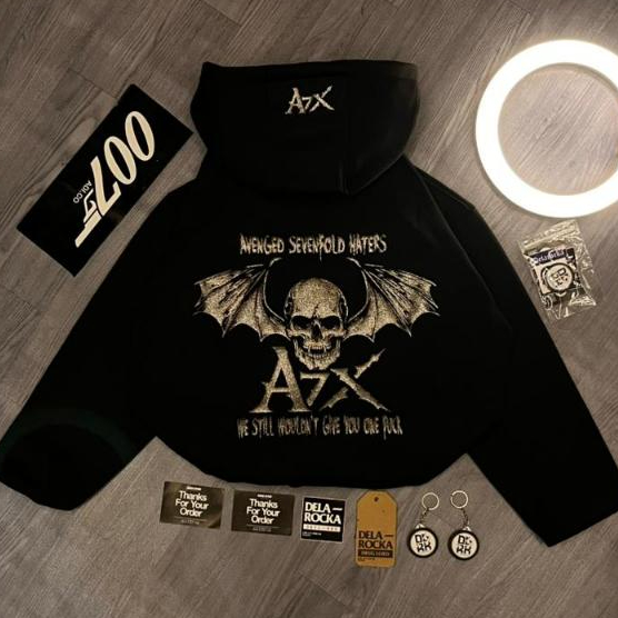 A7X HOODIE BOXY DOUBLE ZIPPER PLASTOL PUFF INK GLITTER 300 GSM DELAROCKA SHERPA CAP