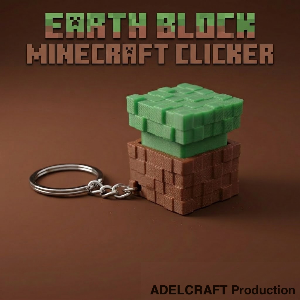 GANTUNGAN Ktmstore - พัดลม Minecraft Edition Earth Block Clicker Fidget พวงกุญแจคีย์บอร์ดแบบกลไก 3D 