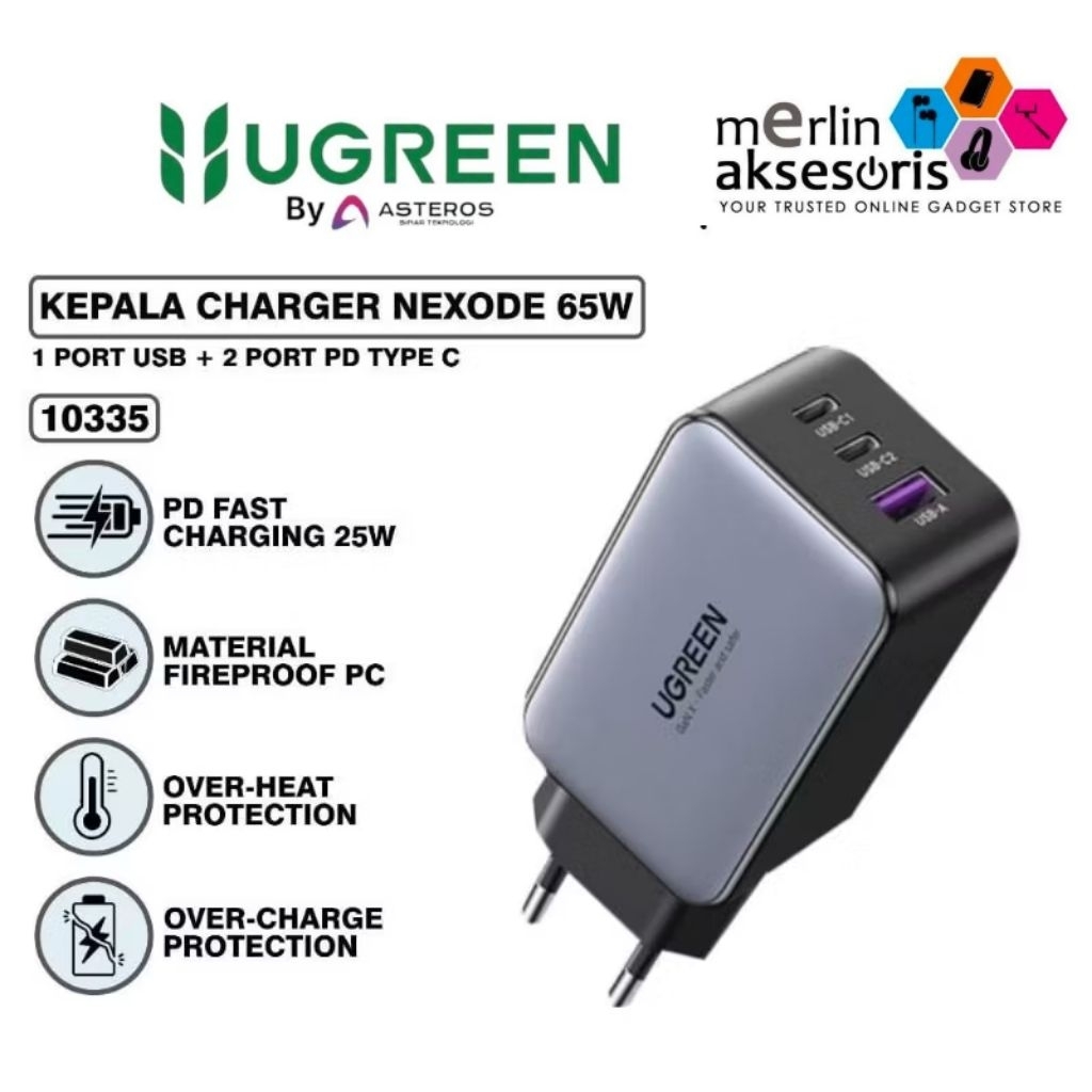 UGREEN 10335 อะแดปเตอร์ nexode bro 65W สีเทา