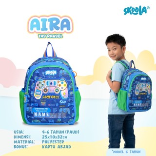 Skoola Tas Sekolah Anak PAUD TK Laki Laki Karakter Dino Excavator Game - Aira