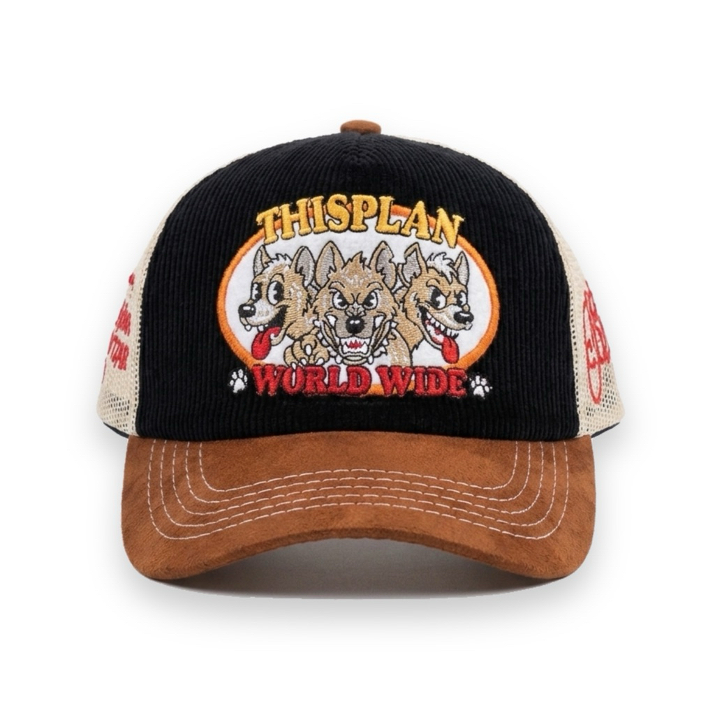 Corduroy Trucker Hat Wolfcub Black Brown Cream Thisplan