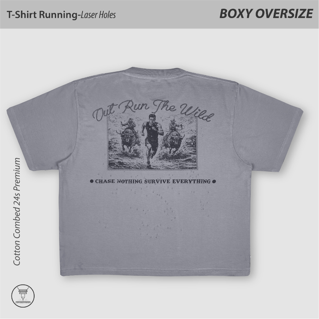 Rundawn BOXY SHORT SLEEVE OVERSIZE Unisex – เสื้อวิ่งมีรู • OUT RUN THE WILD