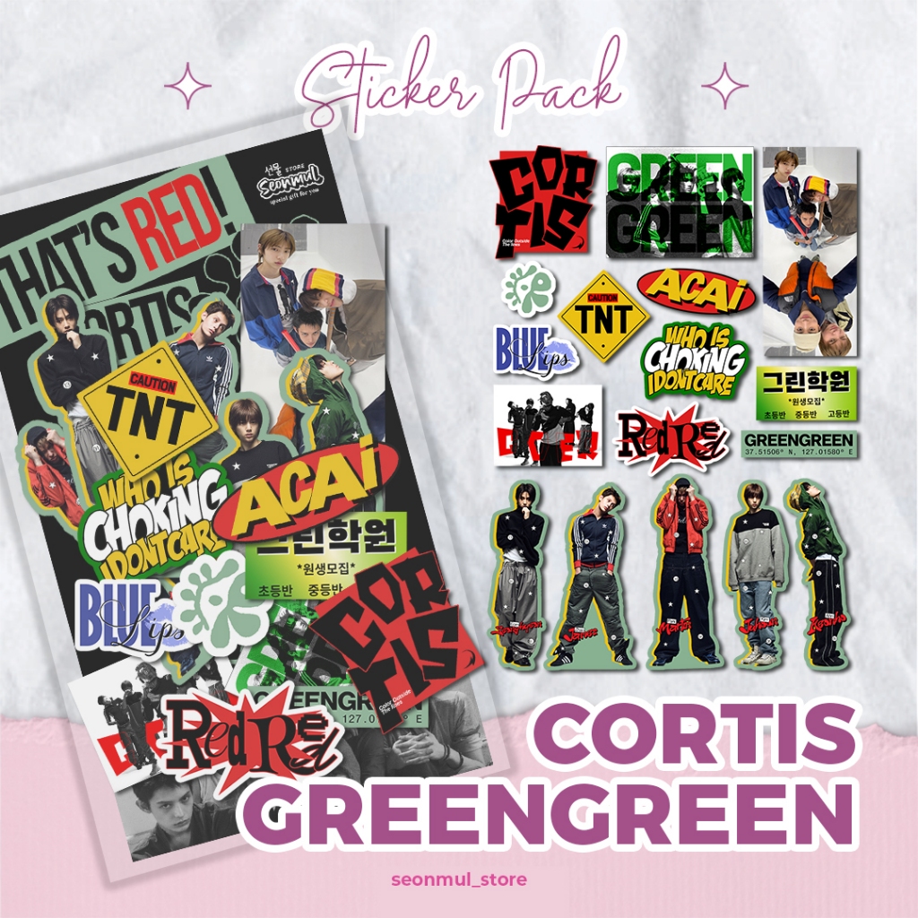 สติ๊กเกอร์แพ็ค CORTIS GREENGREEN REDRED / สติ๊กเกอร์ไวนิล DECO กันน้ํา CORTIS COER สีแดง แดง เขียว เขียว / นอกสี สติ๊กเกอร์ตัด