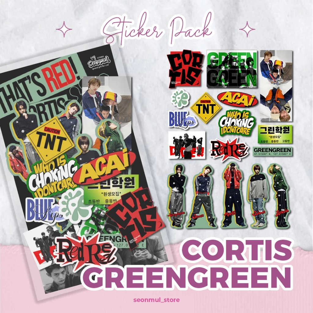 สติ๊กเกอร์แพ็ค CORTIS GREENGREEN REDRED / สติ๊กเกอร์ไวนิล DECO กันน้ํา CORTIS COER สีแดง แดง เขียว เขียว / นอกสี สติ๊กเกอร์ตัด
