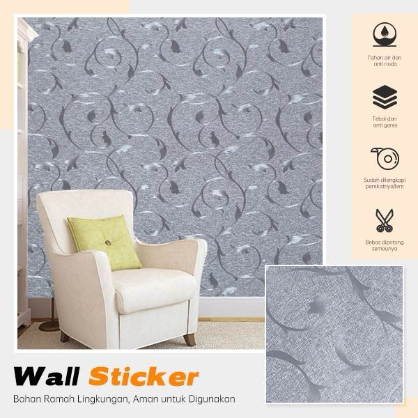 GREY CIRCLE FLOWER WALL STICKER WALLPAPER 45CM X 8M