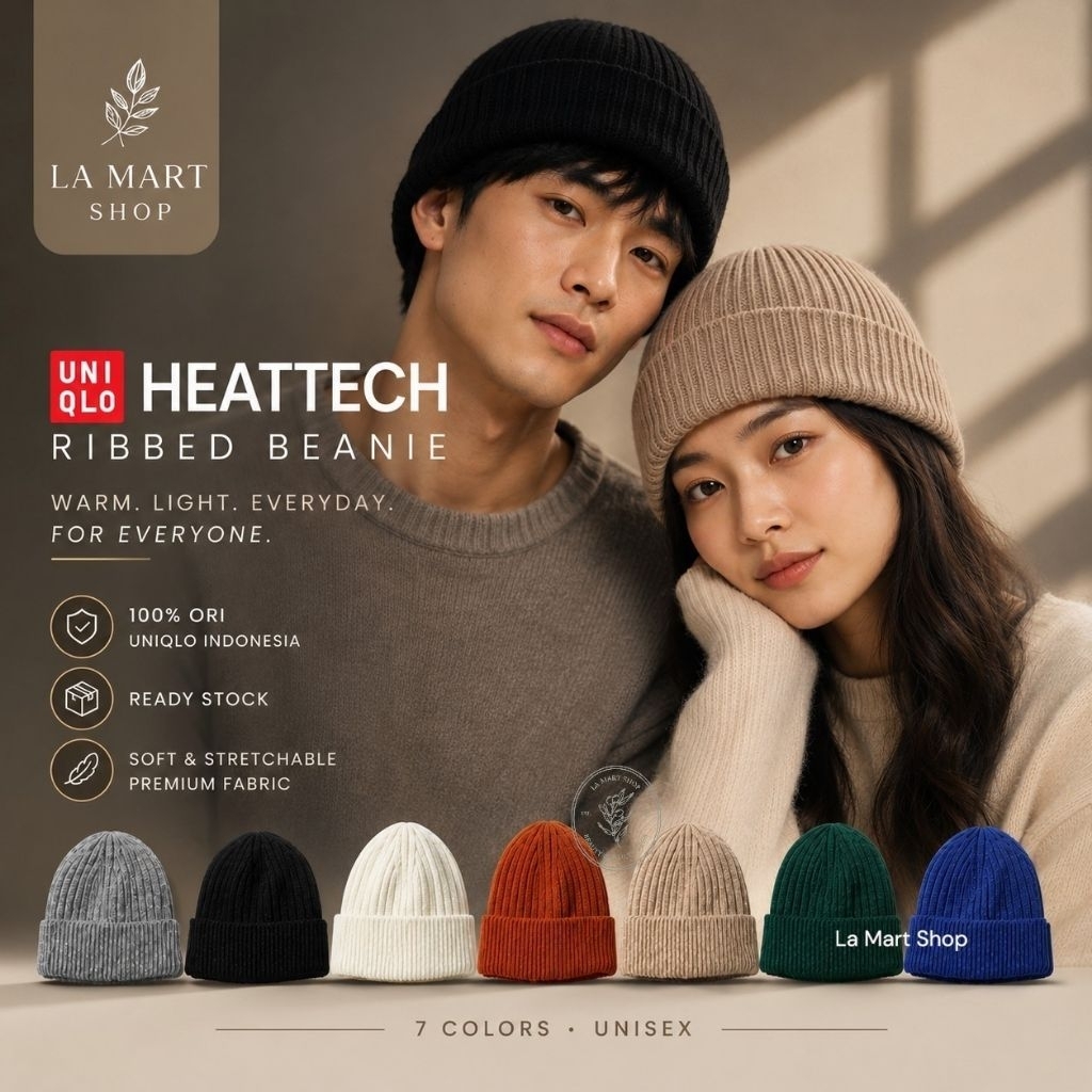 UNIQLO Heattech Ribbed Beanie / UNIQLO Heattech Ribbed Beanie Marled Yarn / Uniqlo beanie สําหรับผู้