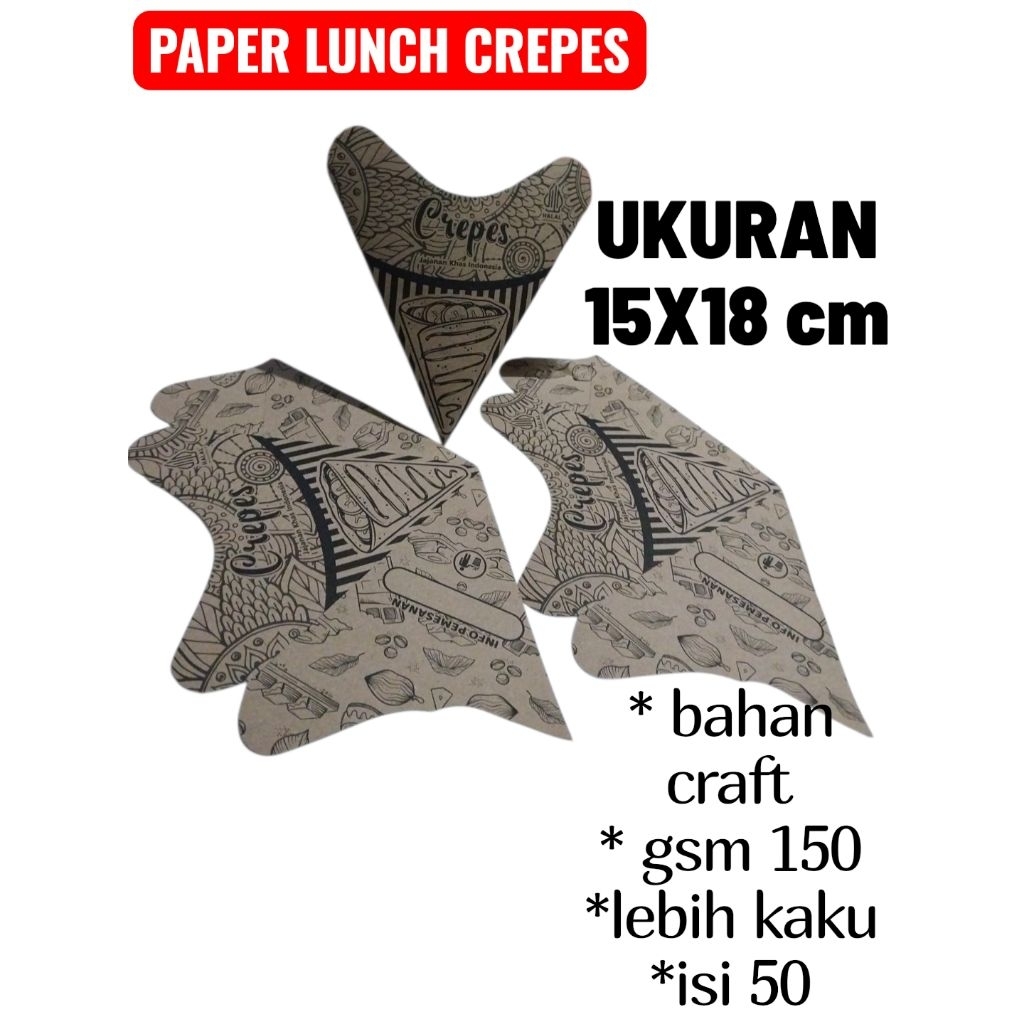 กระดาษ LUNCH CREPES 50 ชิ้น/ CREPES FOOD PLACE/ CREPES PACKAGING/// ห่อกระดาษ