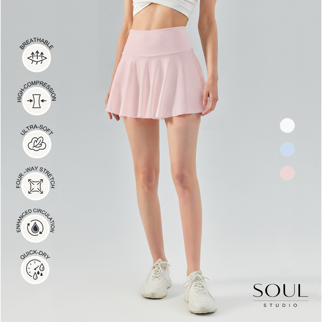 Soul Studio Zumi Pocket Sport Skort สําหรับ Padel Tennis Golf แบดมินตันวิ่งกีฬา