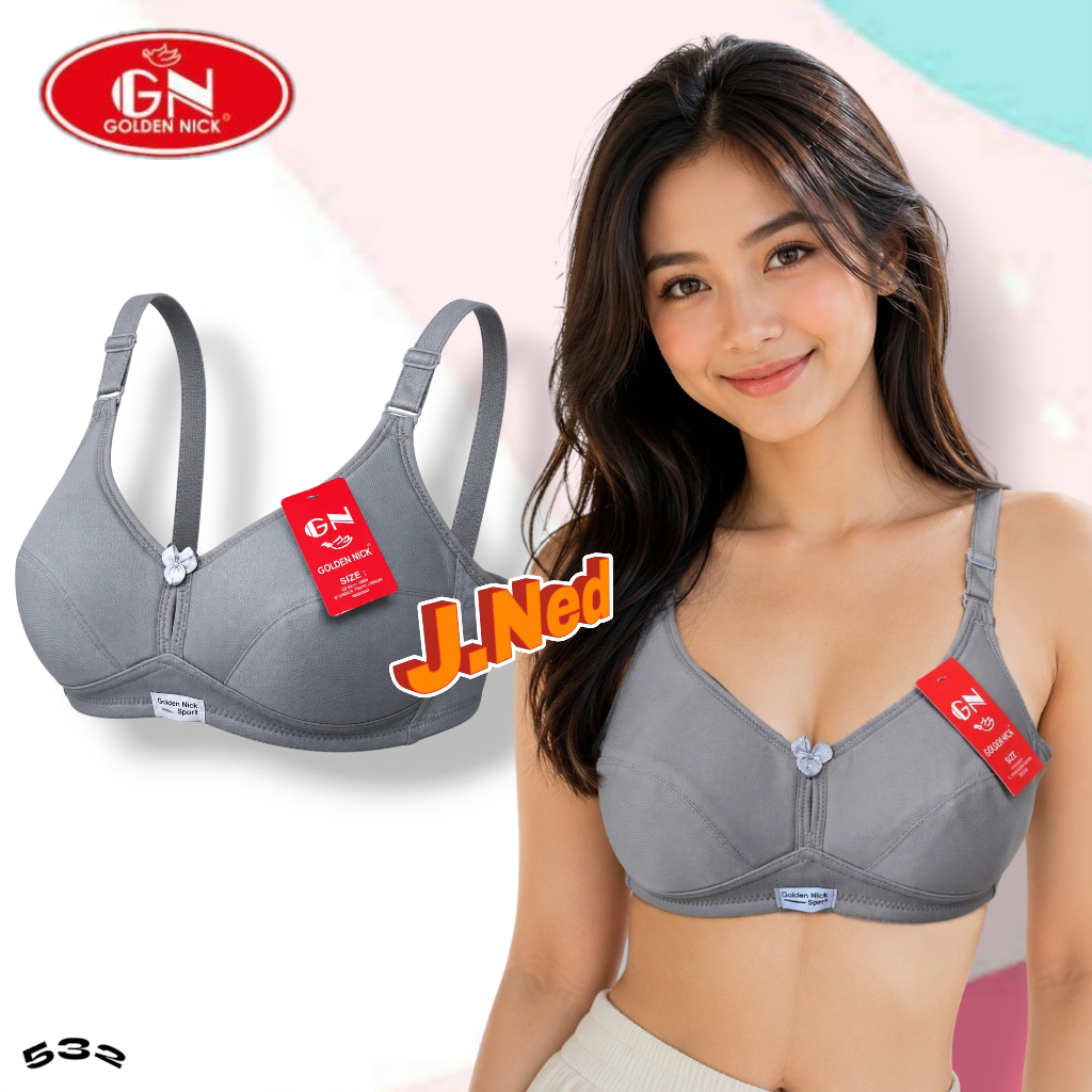 J532 Golden Nick Sports Bra Foam No Wire Medium Cup (B) Two Hooks Size 34 36 38 40 42