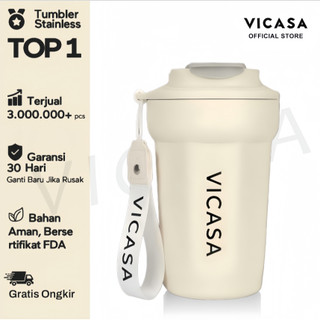 VICASA Mug Kopi 385ML/13oz SUS316 Stainless Steel Ceramic Coating – Termos Vacuum Anti Bocor, Tahan Panas & Dingin, Coffee Mug Premium dengan Tutup