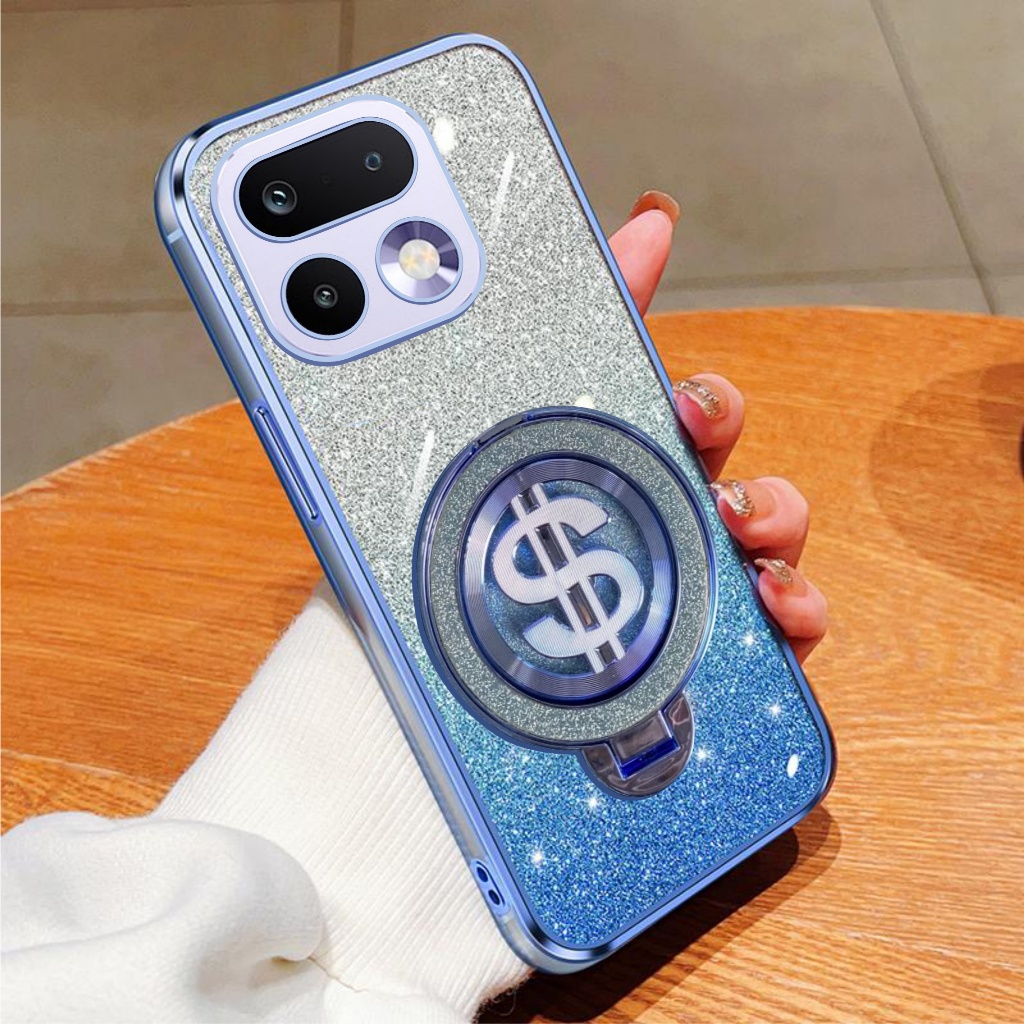 เคสนิ่ม Realme 16 Pro / 16 Pro+ 5G Glitter Dollar Holder Stand Wireless Charging