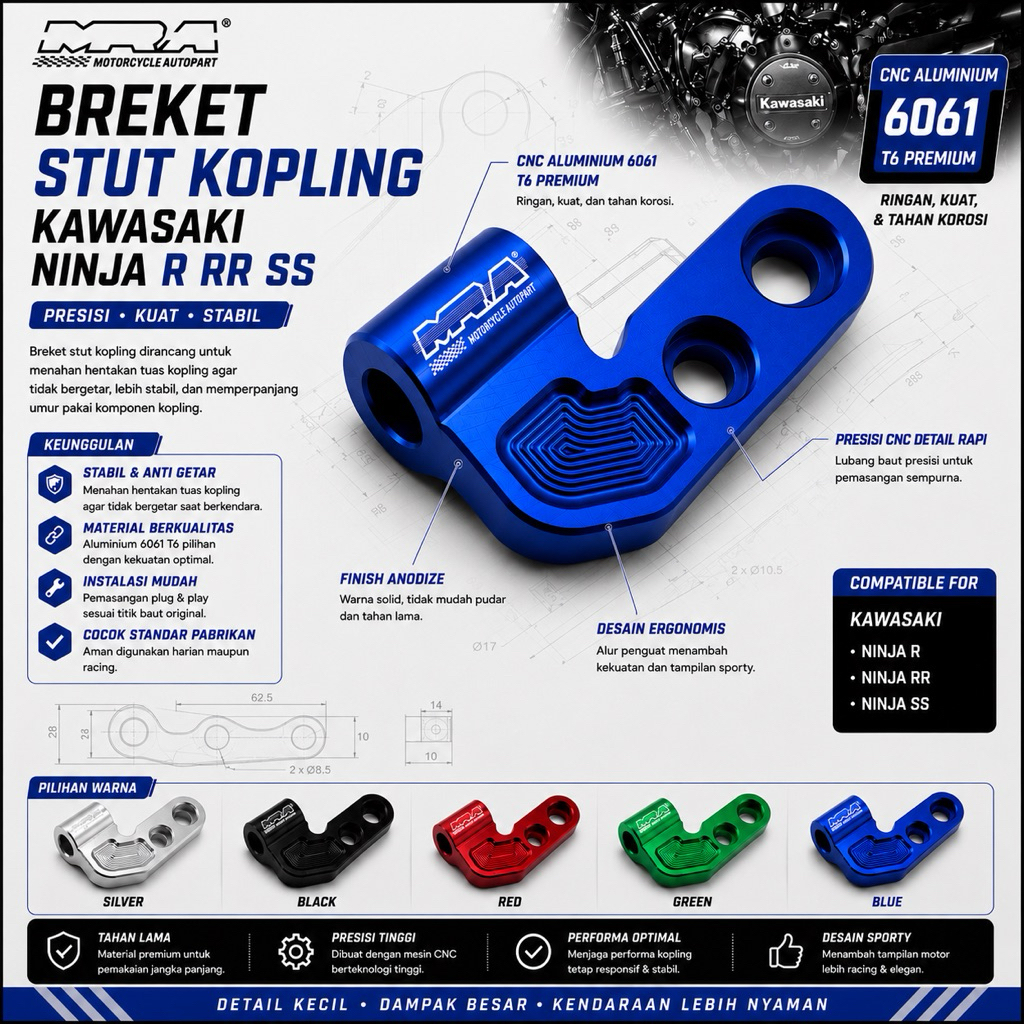 KAWASAKI NINJA R RR SS FULL CNC CLUTCH STUT BRACKET