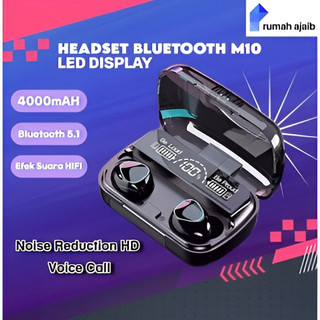 rumahajaib1 - M10 TWS Wireless Bluetooth Earphone In Ear Headset Noise-Cancelling Bluetooth Headset 10D bass stereo HiFi HD LED Display Wireless Bluetooth earphones power bank Terbaru Termurahh