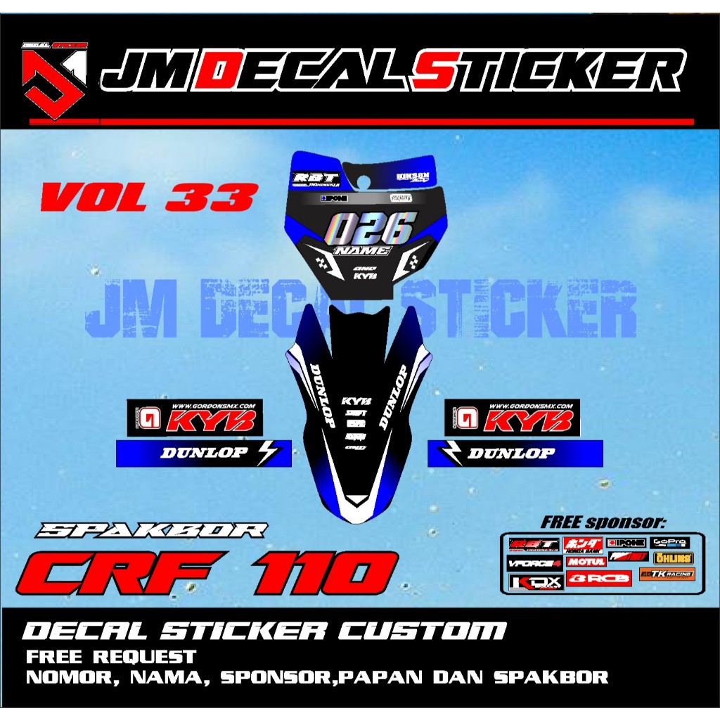 DECAL STICKER NUMBER PLATE KTM SPAKBOR CRF 110 ใหม่ล่าสุด MOST VIRAL STICKER JM vol 33