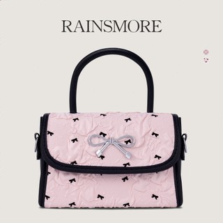 RAINSMORE Tas Korean Style | Tas Pita Mini Elegan Polkadot | Bisa Selempang & Tas Tangan, Pink Hitam