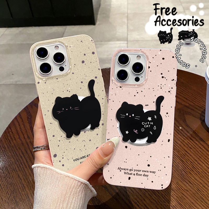 GLITTER BLINK STARDUST กรณีแมวดําสําหรับ REALME 9i 14 14T 15 16 C11 C15 C17 C20 C21Y C25 C30 C30S C3