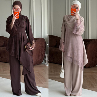 blashfashion | Blash Oneset Daily Cantika 4 Looks Setelan Sabrina Airtech Mix Chantily dengan Celana untuk Tampilan Elegan dan Nyaman untuk Wanita Muslim
